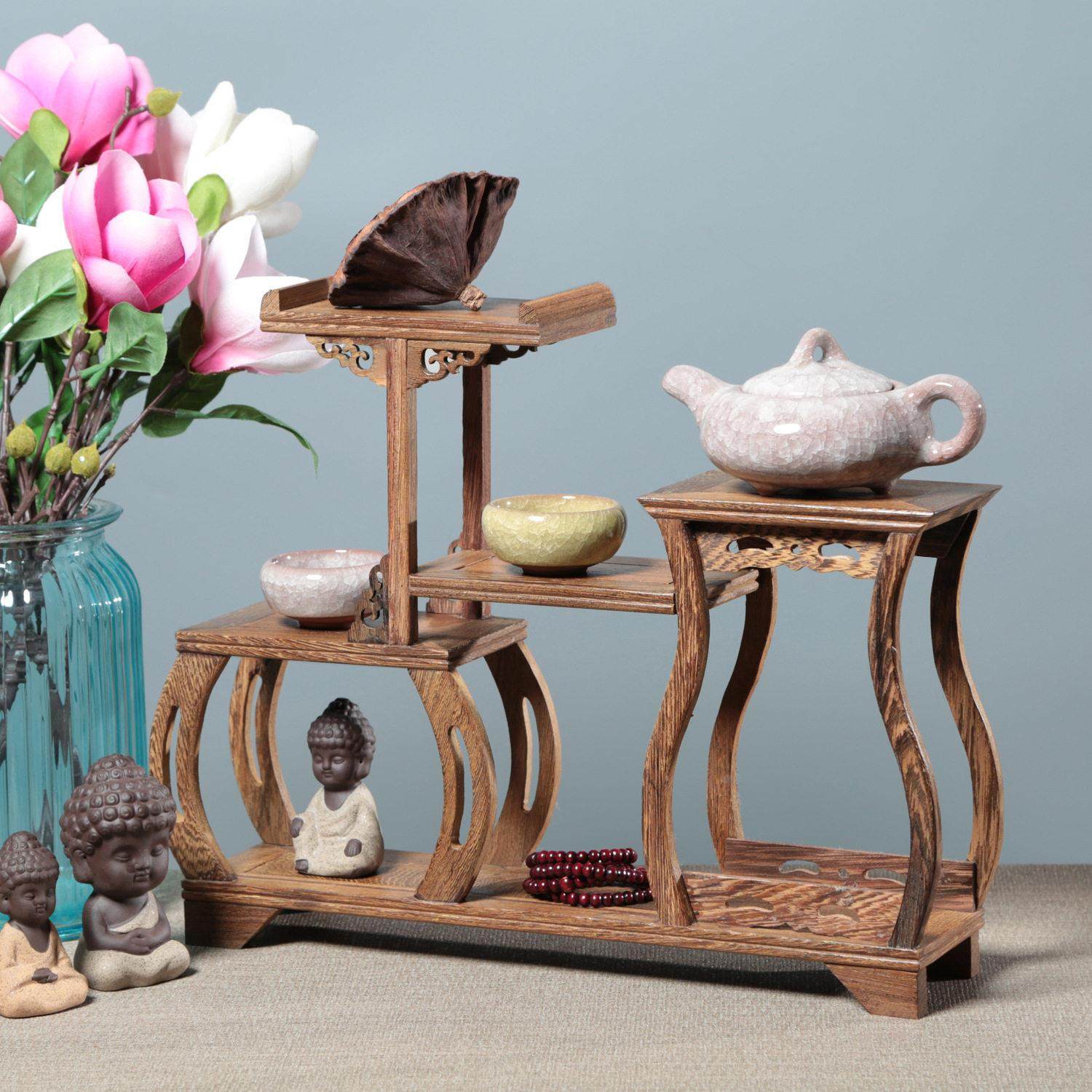 新中国风实木鸡翼木小博古架微型家居客厅酒柜茶室办公室装饰摆件,淘宝优惠券,粉丝福利购,淘宝优惠卷