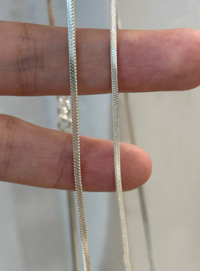 泰国清迈泰式S925通体纯银四方形蛇骨链个性百搭极简小众锁骨链