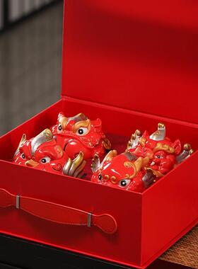 「聚财四灵 貔貅 金蟾 朱雀 龙鲤 」国潮瑞兽新年吉祥品开业送礼