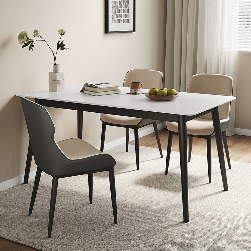 极简岩板餐桌椅组合成套意式轻奢加厚框架纯白岩板小户型家用饭桌,淘宝优惠券,粉丝福利购,淘宝优惠卷