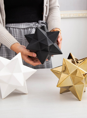 新款多角不规则加大五角星陶瓷摆件 北欧现代简约家居软装工艺品