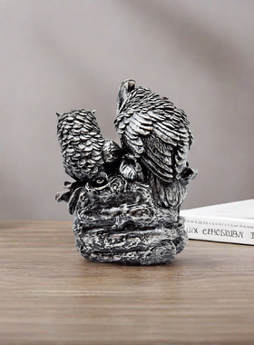 跨境新品仿真猫头鹰树脂摆件工艺品美式家居书架酒柜桌面摆件