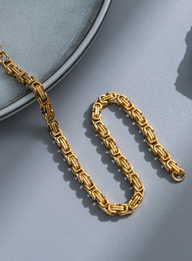 跨境热卖钛钢欧美帝王手链男高级感嘻哈小众设计经典复古个性