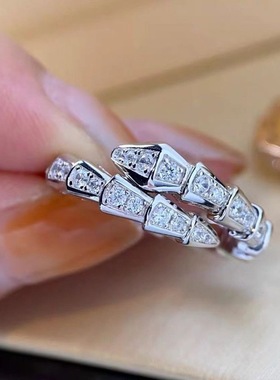 欧美时尚个性开口蛇形满钻戒指轻奢冷淡风设计感微镶魅力新潮礼品