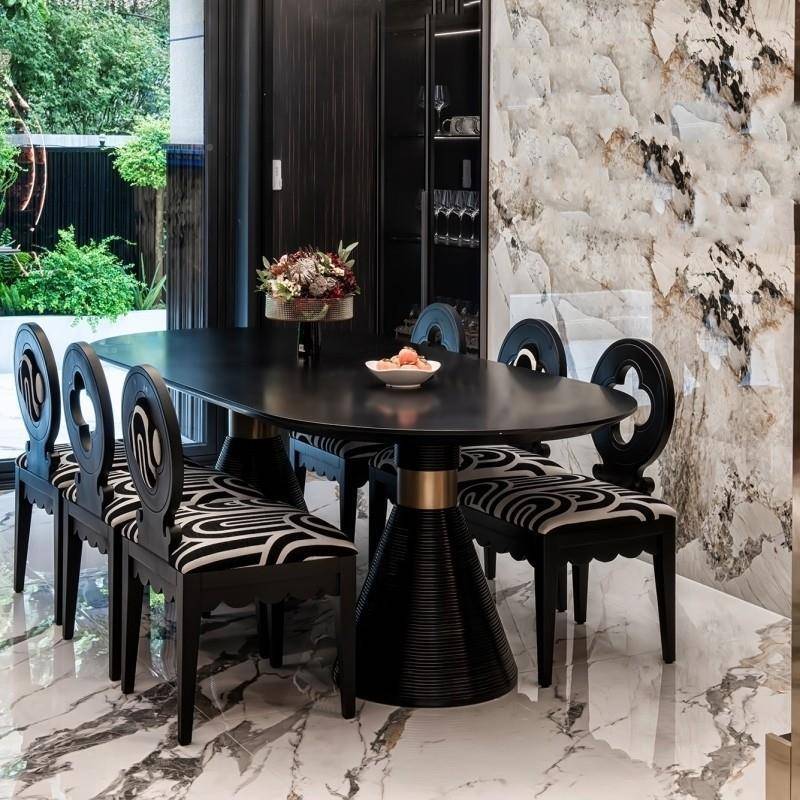 简约计师中525古白蜡木餐椅草法式四叶酒店靠化设妆椅实木背餐桌 - 图1