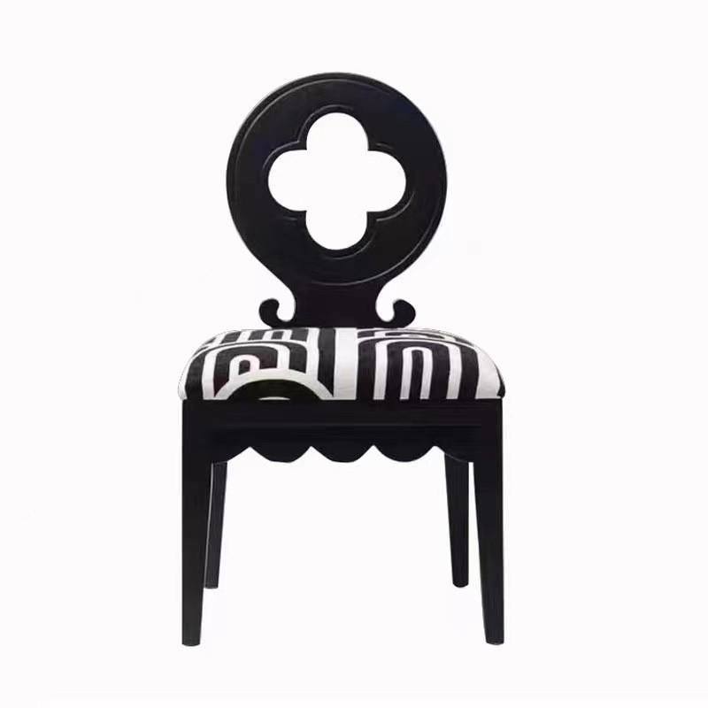 简约计师中525古白蜡木餐椅草法式四叶酒店靠化设妆椅实木背餐桌 - 图3