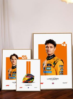 F1赛车主题装饰画头盔签名海报