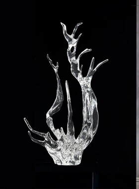 酒店大堂摆件轻奢高档玄关客厅电视柜装饰品艺术风生水起浪花雕塑