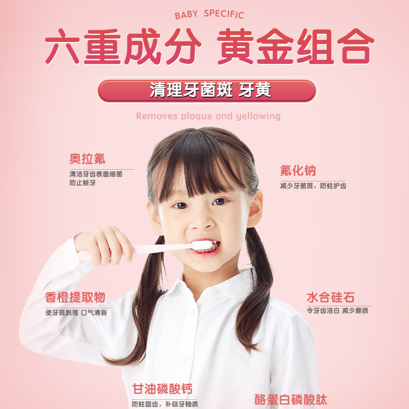 胖东来儿童牙膏3到6岁到12岁含氟换牙期以上奥拉氟防蛀去牙菌斑黑
