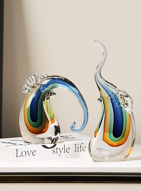 高档琉璃艺术摆轻奢件抽象现代客厅样板间玄关桌面电视柜书房摆设