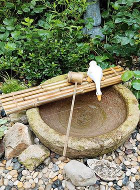 碳化真竹装饰饰品竹排流水庭院室外阳台客厅老竹纯手工中国风