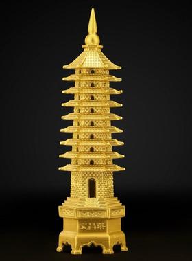 纯黄铜文昌塔摆件九层十三层的2025金榜提名客厅办公桌书桌工艺品