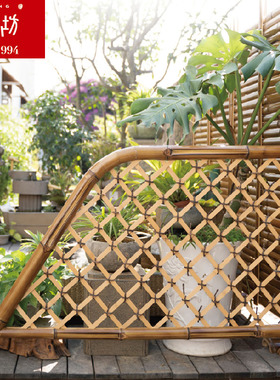 匠心坊庭院景观花园摆件手工弯脚网格竹栅栏阳台装饰搭配鱼池造景