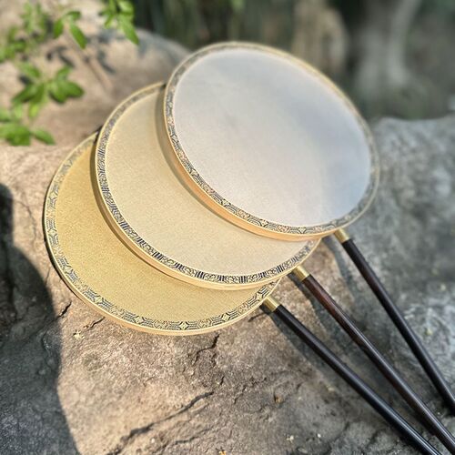 古风团扇真丝空白紫光檀竹扇子通柄宫扇舞蹈扇DIY工笔画扇中国风 - 图0