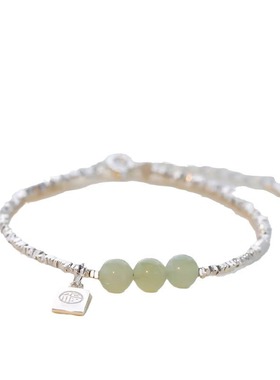 2025新款时尚和田玉碎银手链女款小清新轻奢个性高级礼品链