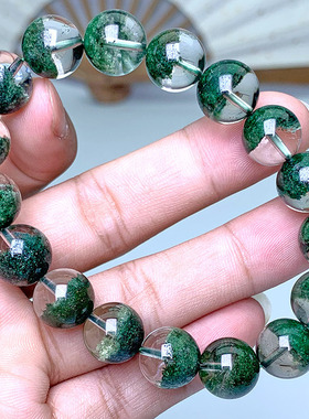 2025新款赞比亚绿幽灵手链墨绿聚宝盆翡翠手饰非巴西挂件