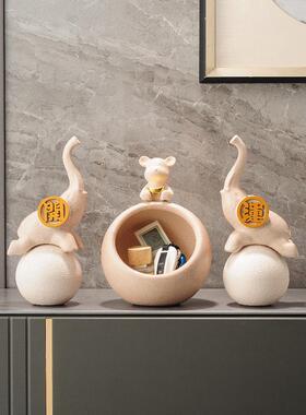 引进财富宝象饰品，一对入口门，客厅鞋柜，入口装饰，钥匙收纳箱