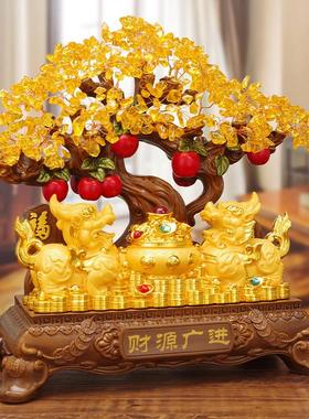 貔貅摆件招财摇钱树发财树公司前台办公室店铺收银柜台装饰开 业