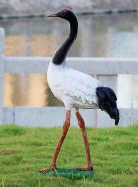 仿真仙鹤雕塑园林丹顶鹤摆件花园装饰别墅庭院池塘玻璃钢景观工艺