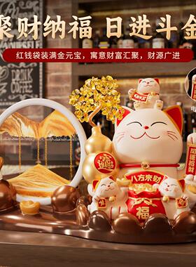 八方来财流沙画招财猫摆件自动招手公司店铺收银台装饰品开业礼物