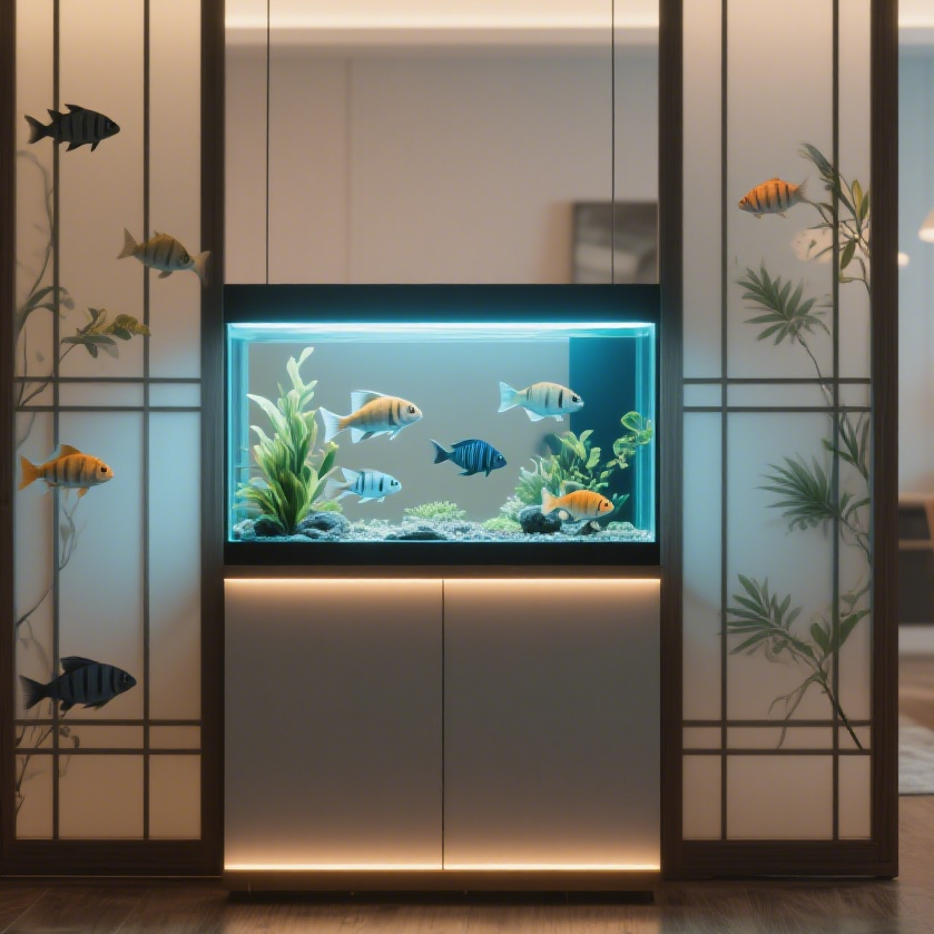 超白玻璃鱼缸客厅隔断屏风缸桌面一体侧过滤定制鱼缸加高热带鱼缸 - 图0