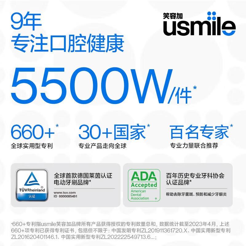 【高性价比】usmile笑容加电动牙刷自动男女情侣款套装礼品盒P1 - 图3
