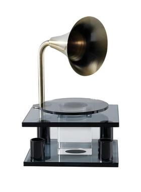 极简复古唱片机轻奢烟灰水晶桌面摆件样板间书房桌面家居装饰品