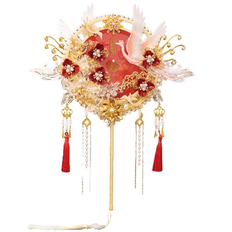 双面新娘团扇diy材料包手工秀禾婚礼出嫁遮面扇子仙重工喜扇成品,淘宝优惠券,粉丝福利购,淘宝优惠卷