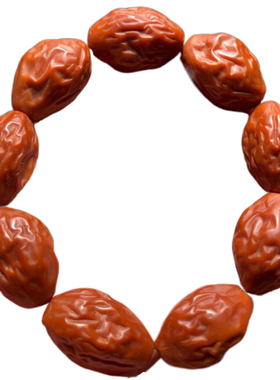 纯手工橄榄核手串雕刻大枣核雕手链红枣原皮素核文玩单籽素串枣珠