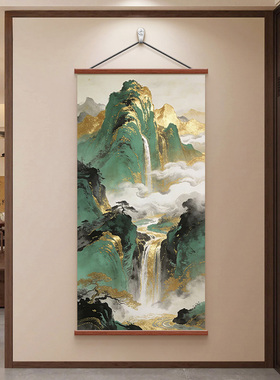 高山流水入户玄关装饰画背有靠山