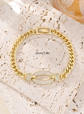 厂家批发新款18K真金潮流满钻爱心镂空手链女时尚小众设计感饰品