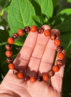 新品跨境爆款天然石手串虎眼石红石手链财富男女皆宜义乌饰品