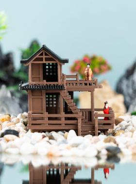 中国古建筑水陆缸鱼缸假山盆景装饰摆件园林景观摆件