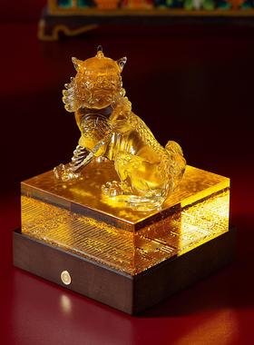 黄铜琉璃谛听地藏印章摆件家居客厅玄关办公室桌面装饰品创意礼品