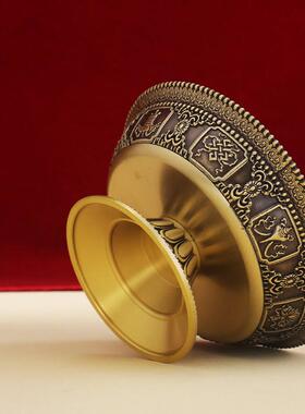 精品黄铜护法杯八吉祥西藏式密宗供佛用品圣水供水杯佛前供杯11cm