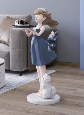 创意女孩客厅迎宾摆件大型落地沙发电视柜旁家居饰品乔迁新居礼品