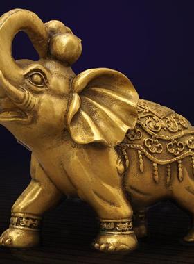 黄铜财福大象摆件一对家居客厅电视柜玄关办公室办公桌工艺装饰品