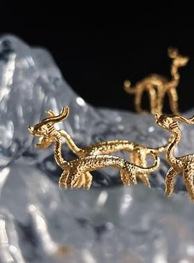 唐赤金走龙桌面冰山装饰摆件