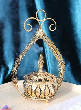 大号金色香炉摩洛哥风格铁艺金属熏香炉摆件家居饰品装饰玄关饰品