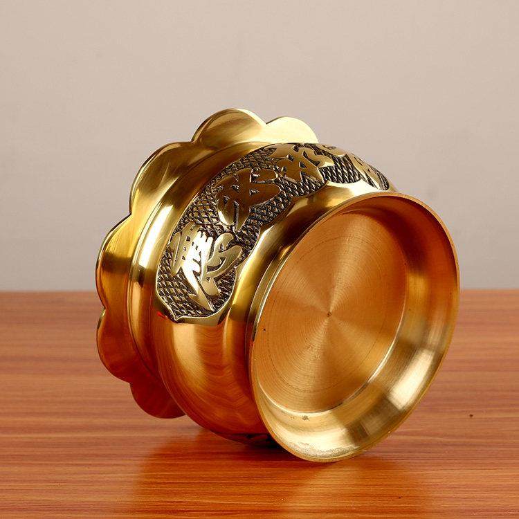 圆通佛具香炉家用室内供佛纯黄铜莲花边供奉观音财神香炉上香插香,淘宝优惠券,粉丝福利购,淘宝优惠卷