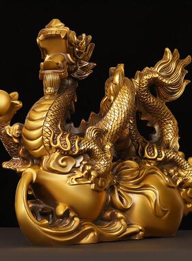 铜龙摆件全铜福禄龙生肖龙金龙葫芦龙中国龙家居桌面装饰大号祥龙