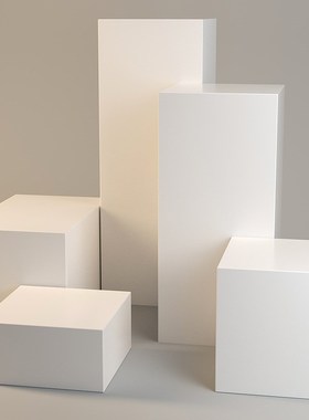 白色烤漆展台圆柱体摆件底座圆形长方形六边形橱窗模特地台展示台