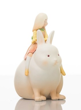 白夜童话月光兔幻星森林粉办公桌少女心书房摆件情人节礼物送女友