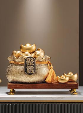 新中式陶瓷聚宝盆招财聚财摆件客厅酒柜办公室高档装饰品开业礼物