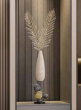 入户玄关细长花瓶招财猫摆件时来运转客厅电视柜壁龛竖高陶瓷装饰