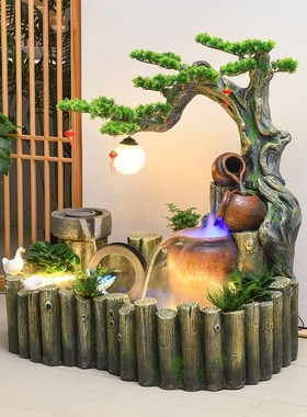 假山鱼池喷泉流水l摆件循环水生财客厅庭院花园阳台户外布置造景