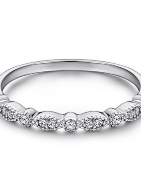 批发s925纯银1克拉心形爱心莫桑戒指女首饰三件套高级感银饰饰品