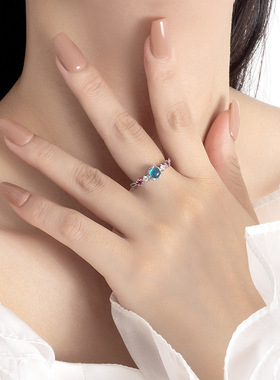 2025新款复古玫瑰石榴石镁铝石调节数字开口时尚女士百搭潮流饰品