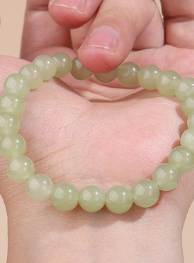 晴水和田玉玉髓手链 蔻雅珠宝女生时尚素圈圆珠闺蜜礼物手串批发