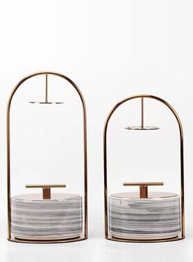 现代新中式金属提盒摆件样板房售楼处客厅玄关博古架家居装饰摆放